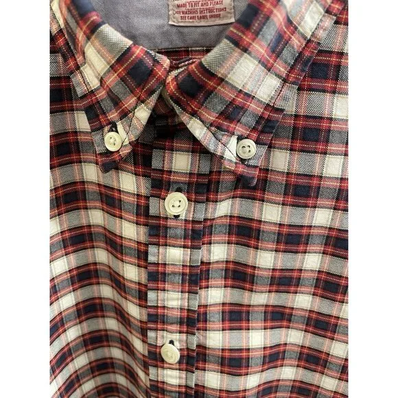 scotch and soda Red Plaid Button-down Shirt men M  Cotton Collar Long Sleeve - Picture 8 of 11